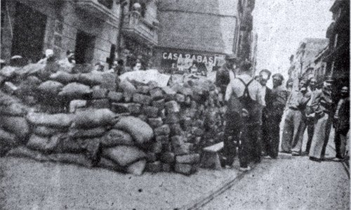 Arbeiterbarrikade CNT Barcelona 3. Mai 1937
