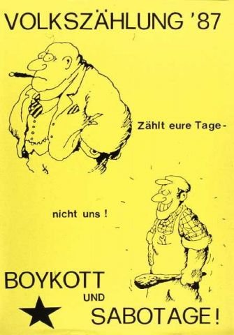 Plakate Sozialer Bewegungen - Volkszählung 1987, Boykott und Sabotage
