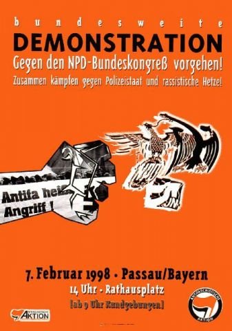 Plakate Sozialer Bewegungen - Bundesweite Demo gegen den NPD-Kongress 1998