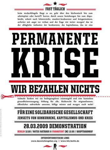 Plakate Sozialer Bewegungen - Permanenete Krise. Wir bezahlen nichts