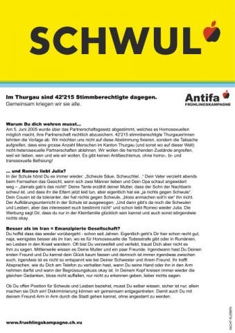 Politische Plakate Schweiz - Schwul