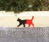 Streetart - Schwarz-rote Katze